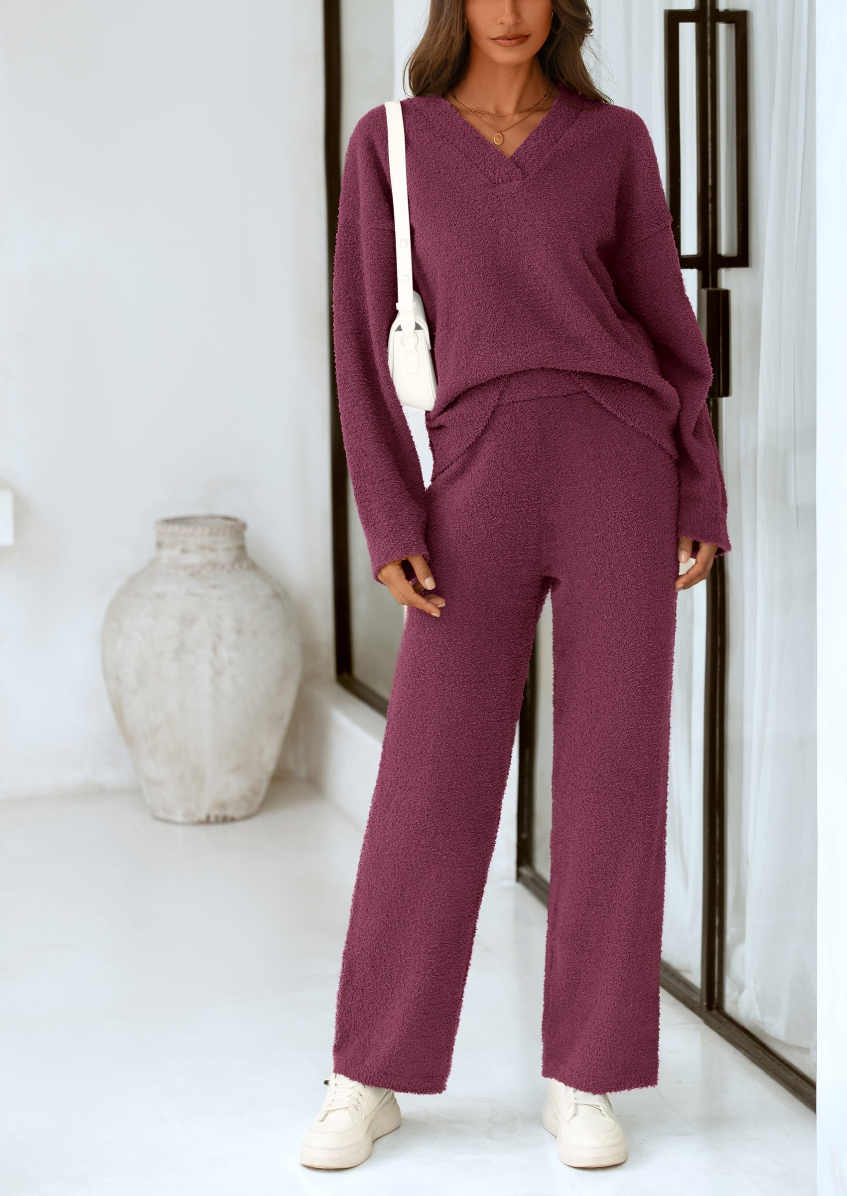 Osonn Lounge Sets for Women Two Piece Sweaters Pajama Set Fall Fashion Loungewear Outfits Matching Winter Clothes