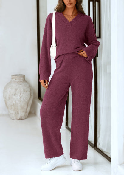 Osonn Lounge Sets for Women Two Piece Sweaters Pajama Set Fall Fashion Loungewear Outfits Matching Winter Clothes