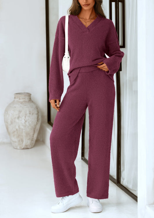 Osonn Lounge Sets for Women Two Piece Sweaters Pajama Set Fall Fashion Loungewear Outfits Matching Winter Clothes