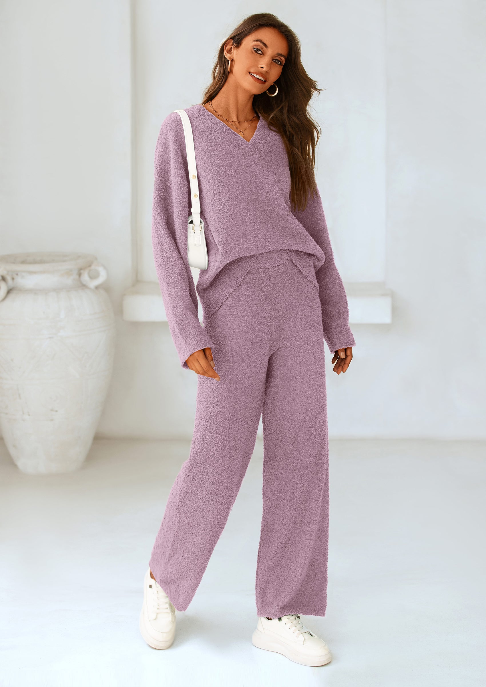 Osonn Lounge Sets for Women Two Piece Sweaters Pajama Set Fall Fashion Loungewear Outfits Matching Winter Clothes
