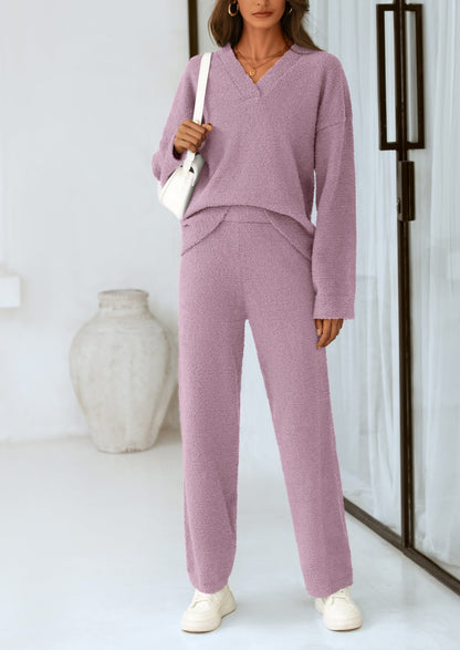 Osonn Lounge Sets for Women Two Piece Sweaters Pajama Set Fall Fashion Loungewear Outfits Matching Winter Clothes