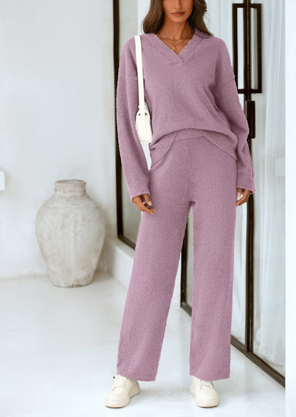 Osonn Lounge Sets for Women Two Piece Sweaters Pajama Set Fall Fashion Loungewear Outfits Matching Winter Clothes