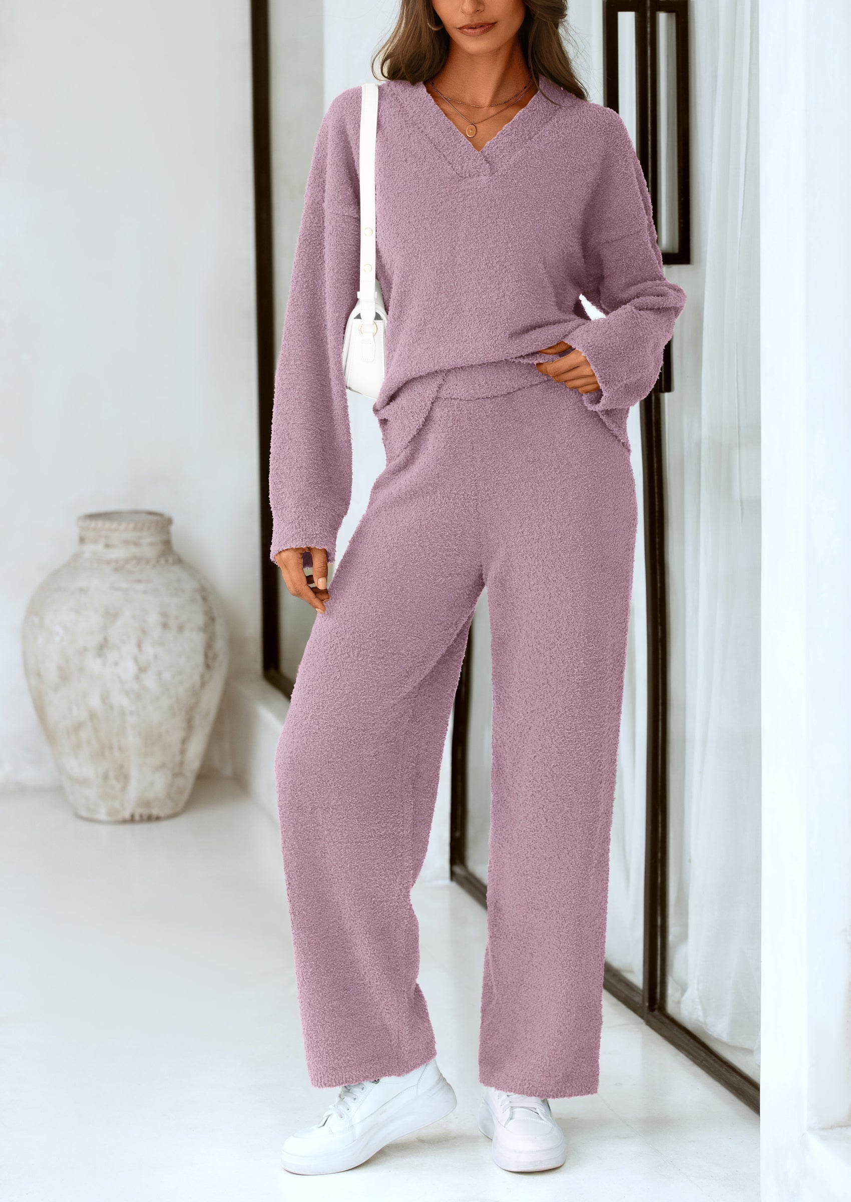 Osonn Lounge Sets for Women Two Piece Sweaters Pajama Set Fall Fashion Loungewear Outfits Matching Winter Clothes