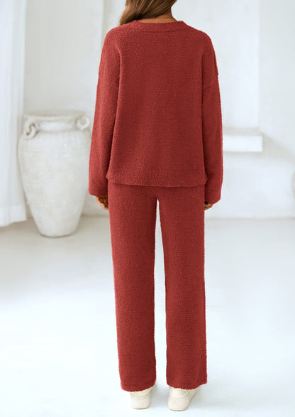 Osonn Lounge Sets for Women Two Piece Sweaters Pajama Set Fall Fashion Loungewear Outfits Matching Winter Clothes