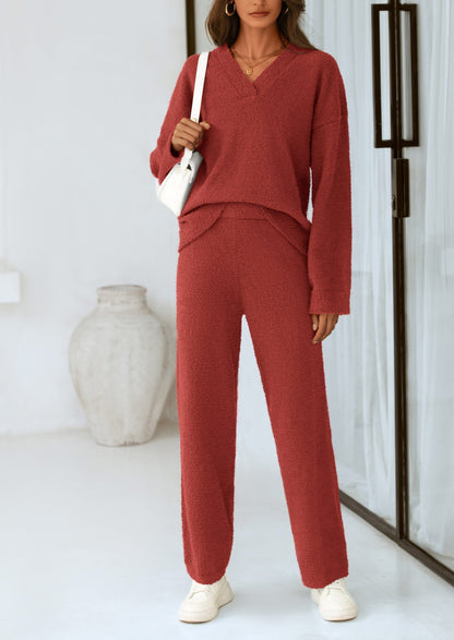 Osonn Lounge Sets for Women Two Piece Sweaters Pajama Set Fall Fashion Loungewear Outfits Matching Winter Clothes