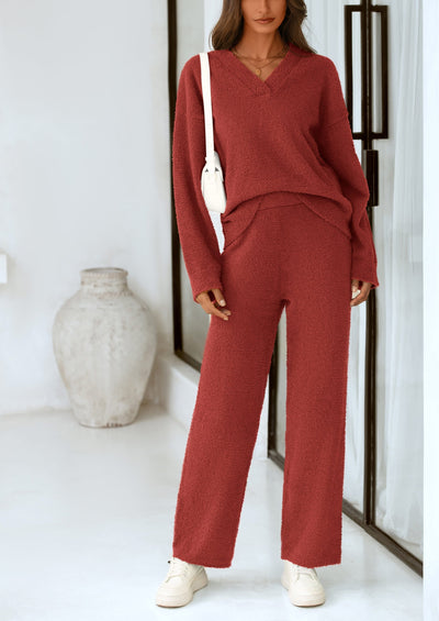 Osonn Lounge Sets for Women Two Piece Sweaters Pajama Set Fall Fashion Loungewear Outfits Matching Winter Clothes