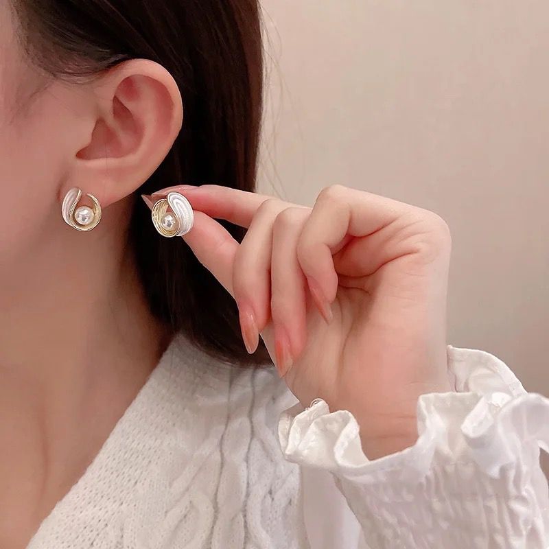 Timeless Gold Pearl Stud Earrings — image 2