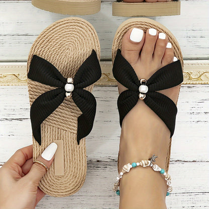 OSONN - Pearl Espadrille Bow Slides