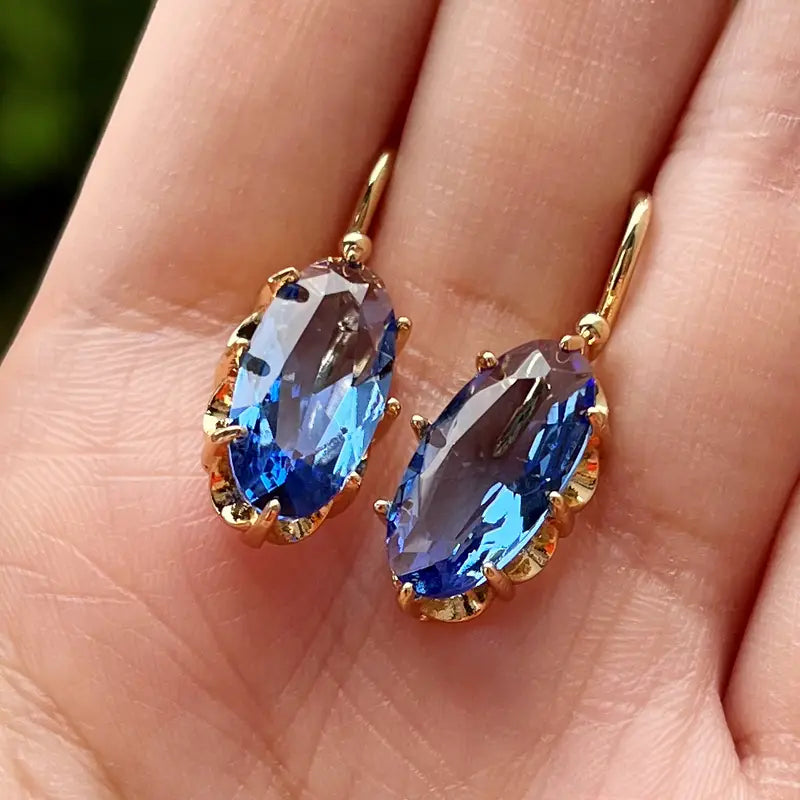 Golden Blue Bloom Gold Earrings — image 1