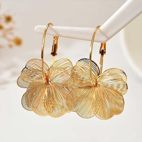 Golden Flower Hoop Earrings — image 1