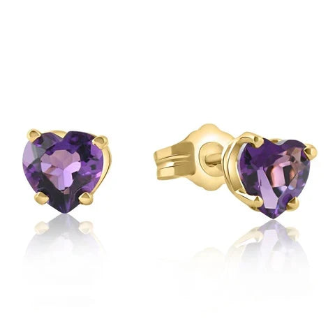 Amethyst Heart Gold Studs — image 1
