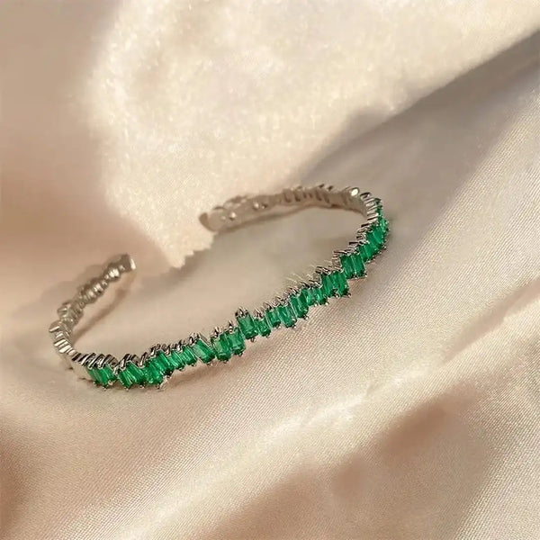 Modern Emerald Zigzag Bangle Bracelet — image 1
