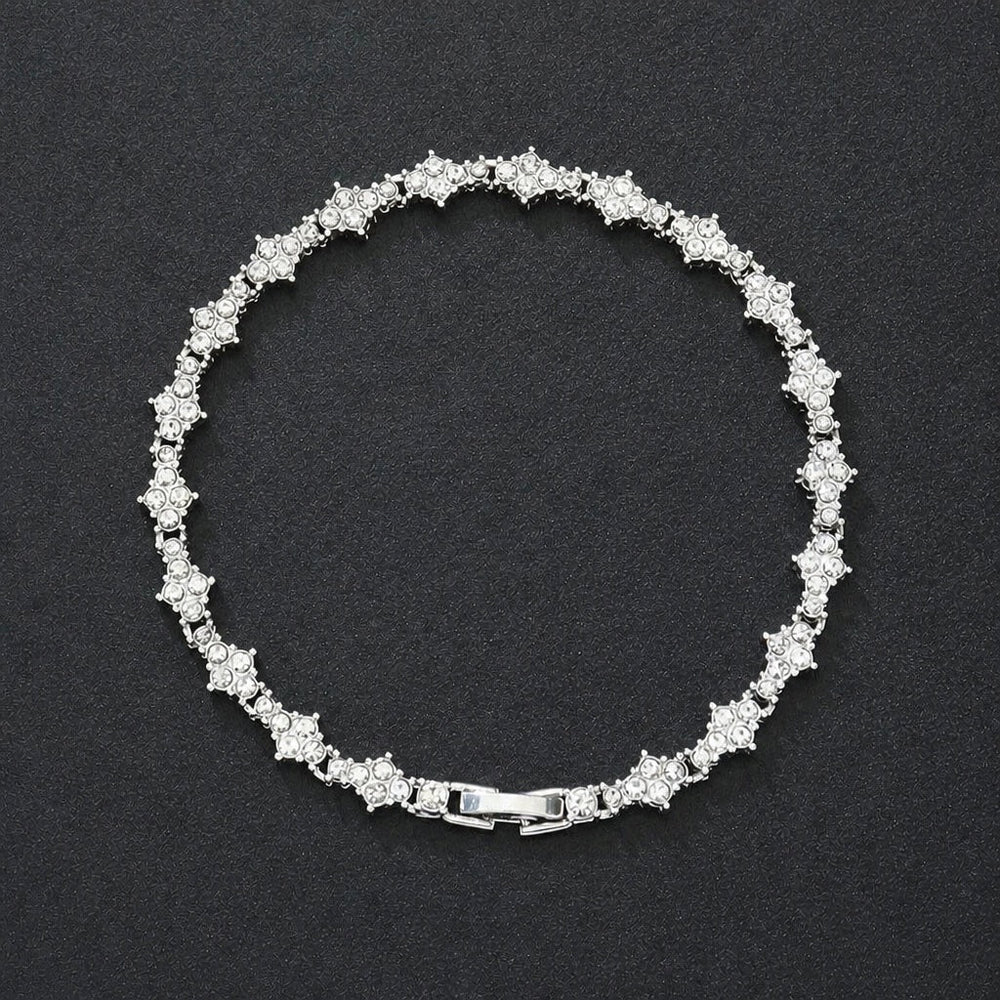 Classic Cluster White Gold Tennis Bracelet — image 1