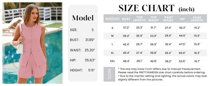 Osonn Two Piece Sets Button Down Suit Vest Tops High Waisted Shorts Business Casual Outfits