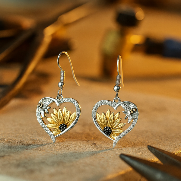 Boho Sunflower Bee Earrings — image 1