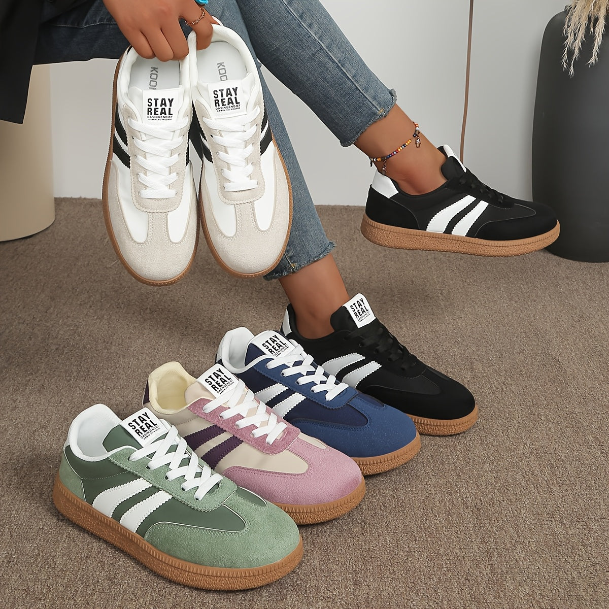 Classic Retro Gum-Sole Sneakers
