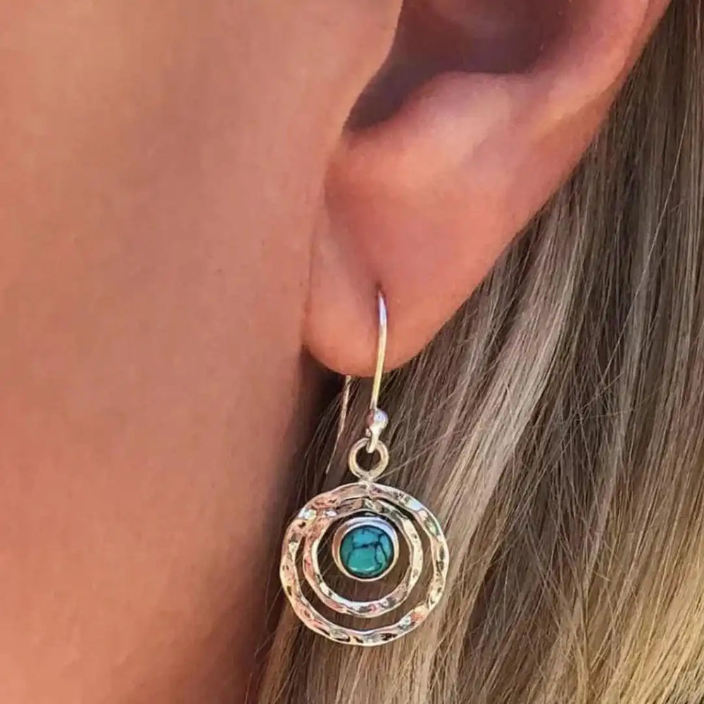 Boho Saturn Turquoise Gold Earrings — image 1