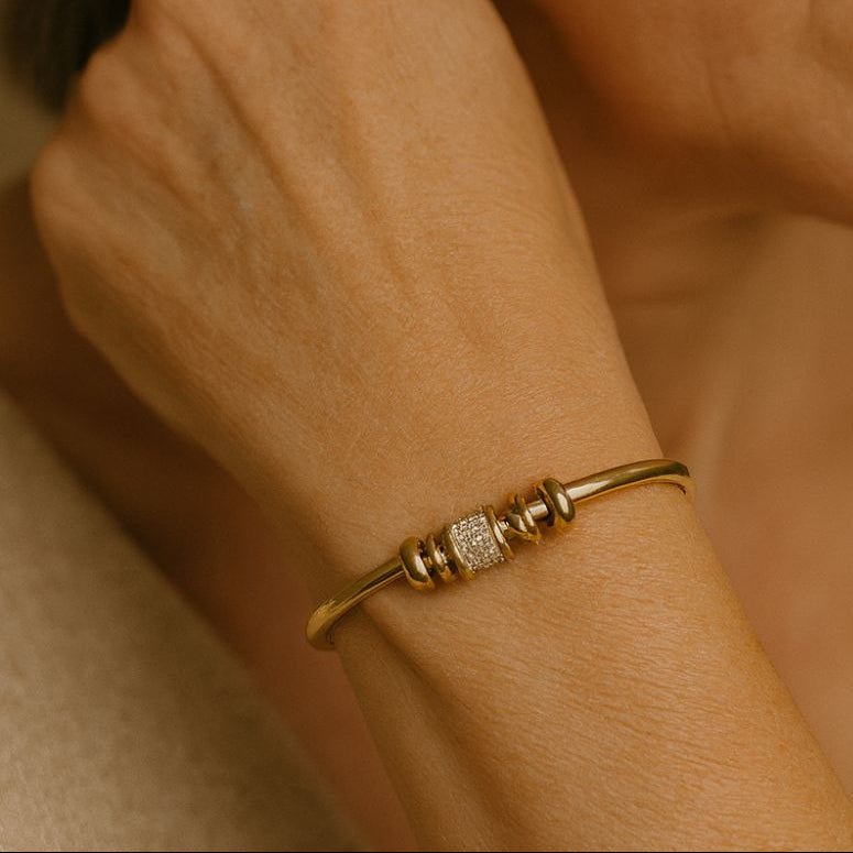 Lustrous Gold Charm Cuff Bracelet — image 3