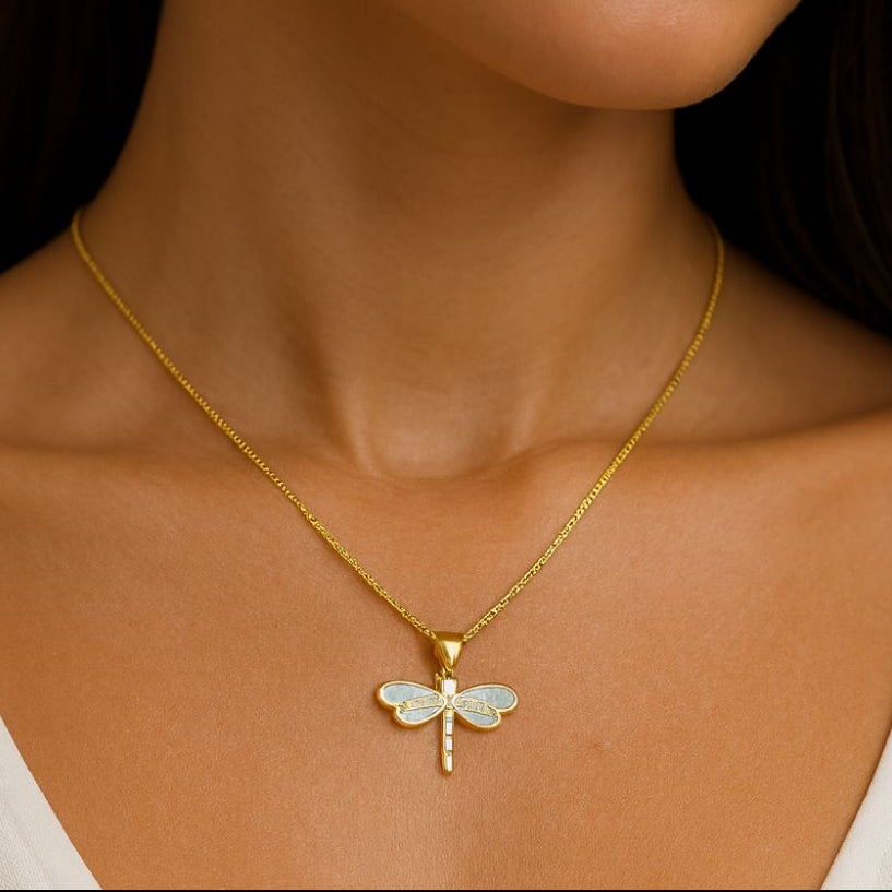 Gold Opal Dragonfly Necklace — image 3