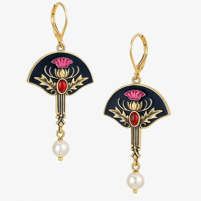Boho Pearls Red Crystal Earrings — image 2