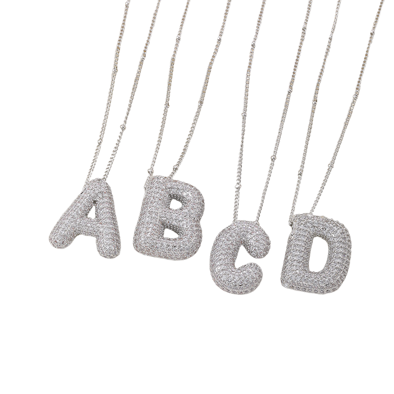 Bubble Letter Gold Initial Necklace — image 3