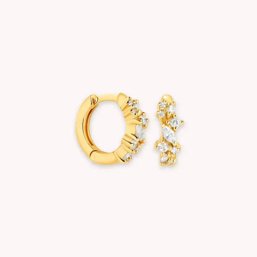 Crystal Cluster Gold Huggies — image 1