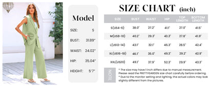 Osonn Women's 2 Piece Outfits Sleeveless Suit Vest and Wide Leg Pants Business Casual Blazer Sets