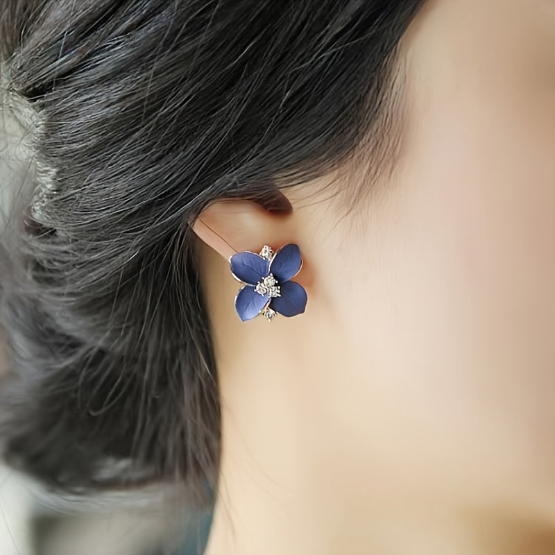 Blue Petal Flower Earrings — image 2