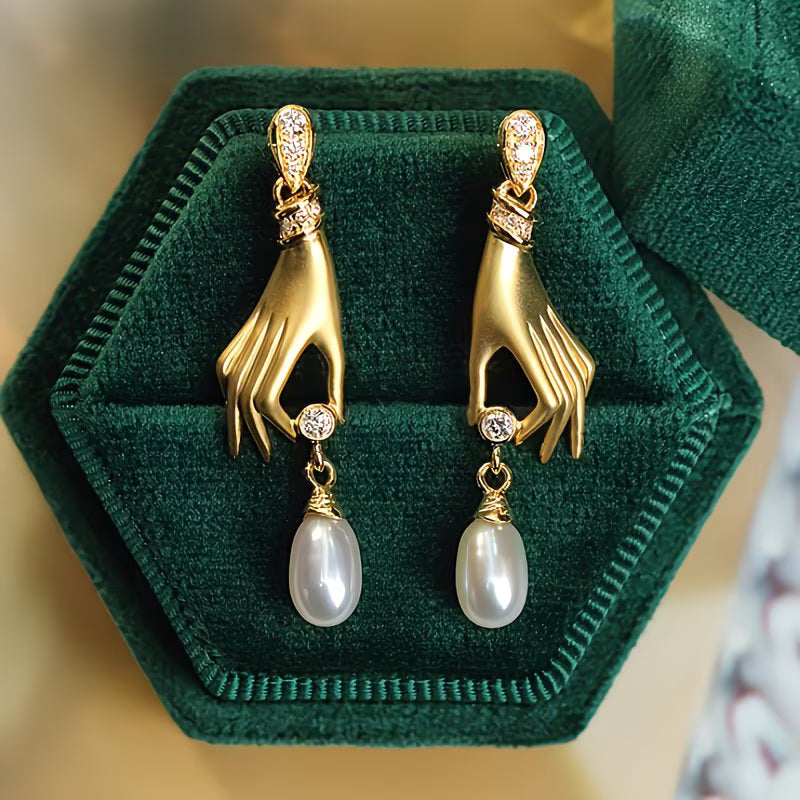 Graceful Hand Pearl Earrings — image 2