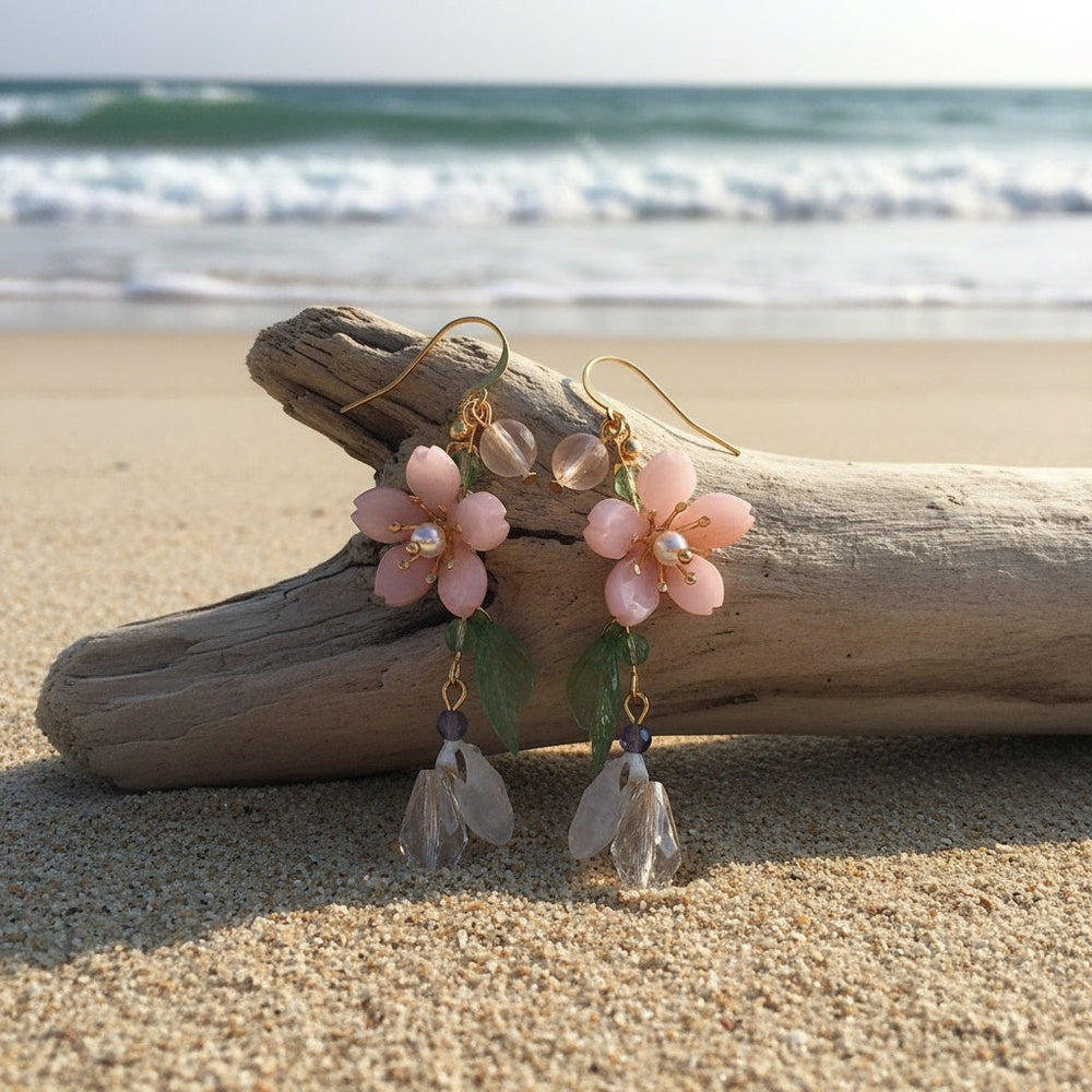 Floral Pink Cherry Blossom Earrings — image 2
