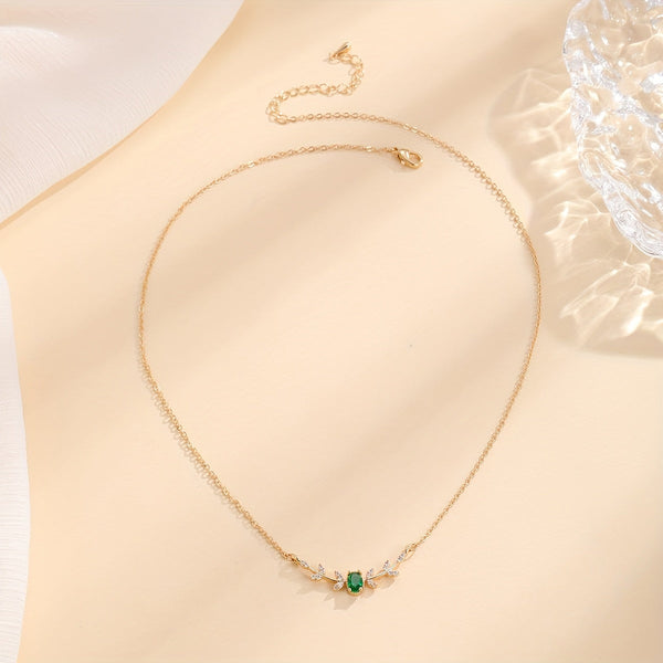 Leaf Inlaid Zirconia Necklace — image 1