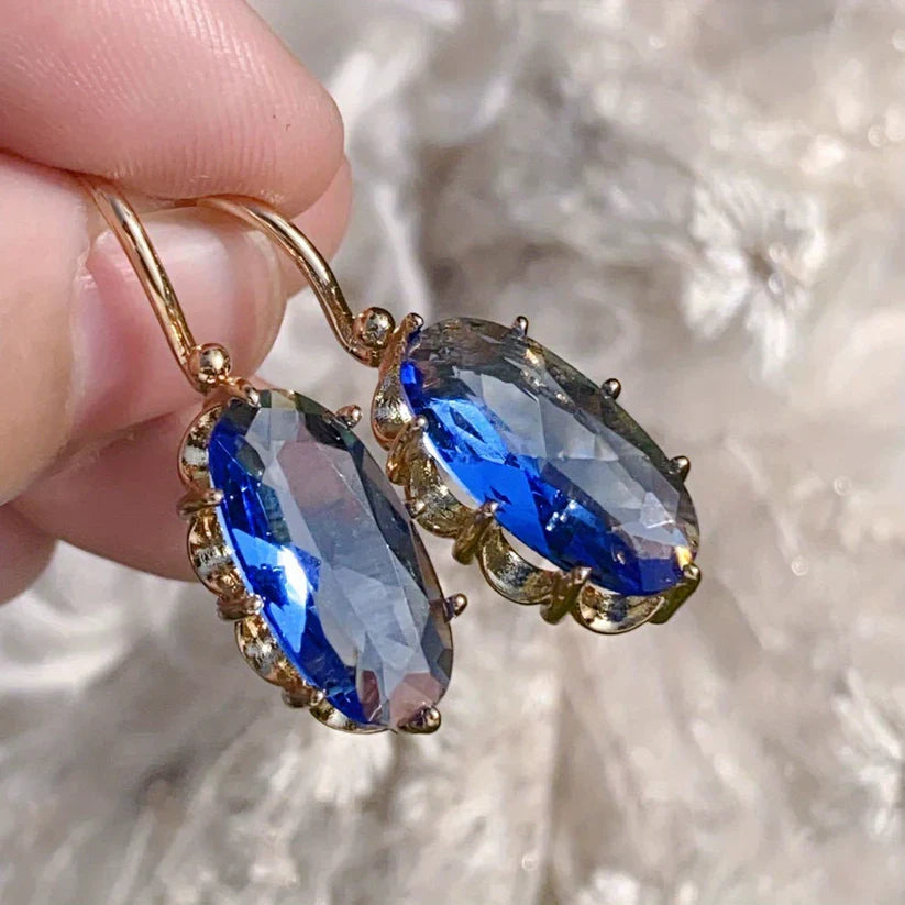 Golden Blue Bloom Gold Earrings — image 2