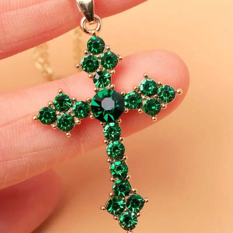Veridienne Cross Emerald Necklace — image 2