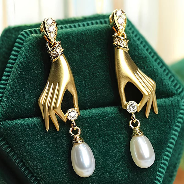 Graceful Hand Pearl Earrings — image 1