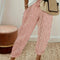 Women's Striped Wide-Leg Casual Pants - High-Waisted, Lightweight Polyester, Machine Washable, All-Season Comfort with Side Stripe Detail