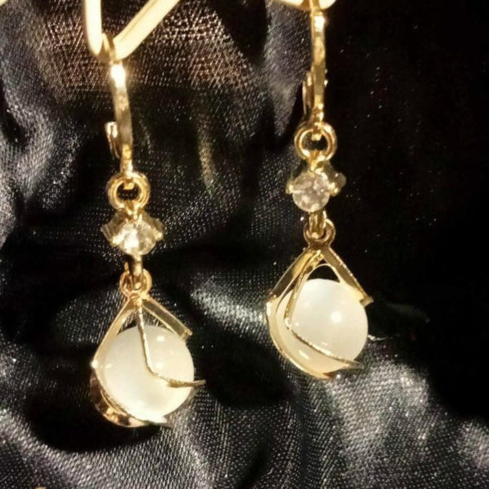 White Opal Dangle Earrings — image 2