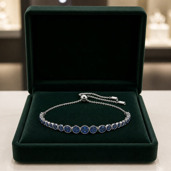 Round Cut Sapphire White Gold Tennis Bracelet — image 1