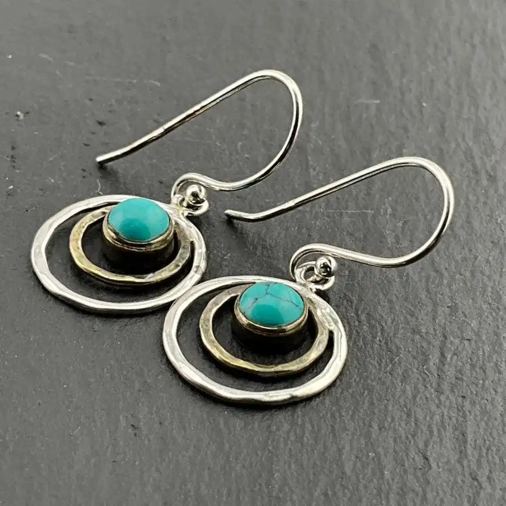 Boho Saturn Turquoise Gold Earrings — image 2