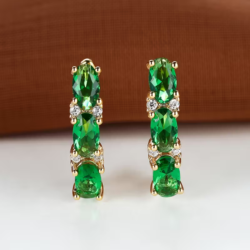 Verdant Emerald Trio Earrings — image 1