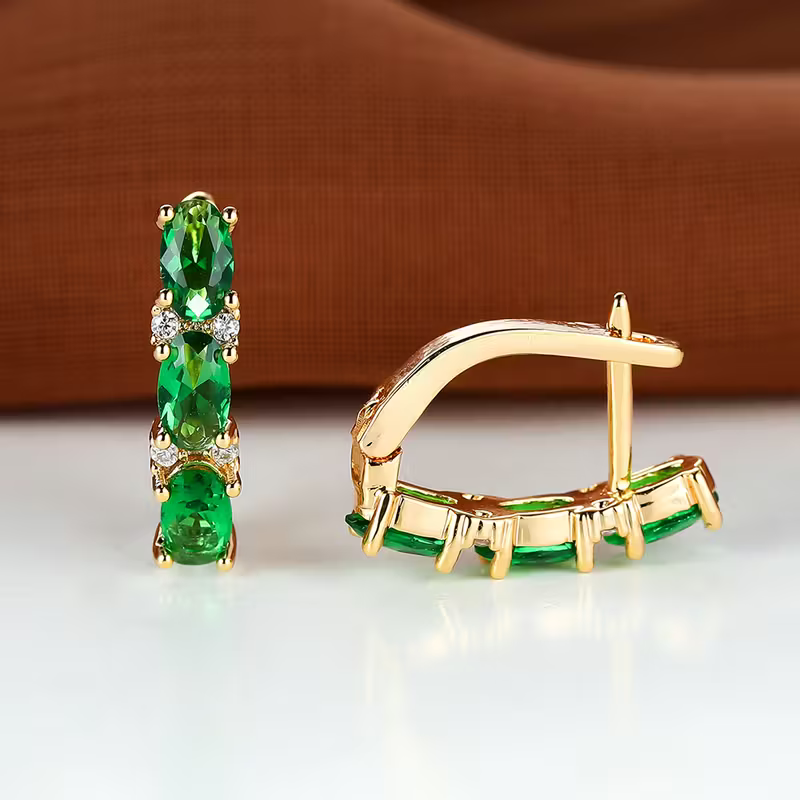 Verdant Emerald Trio Earrings — image 2