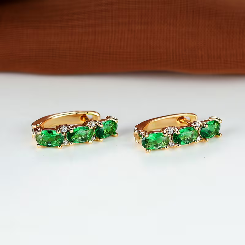 Verdant Emerald Trio Earrings — image 3