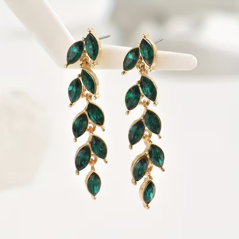 Green Leaf Drop Earrings — image 2