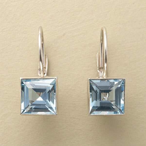 Vintage Blue Cubic Glass Earrings — image 1