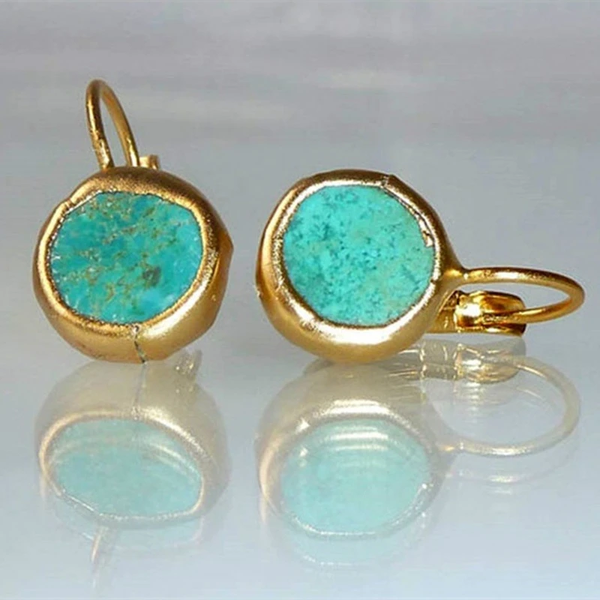 Gold Earrings with Turquoise — image 1