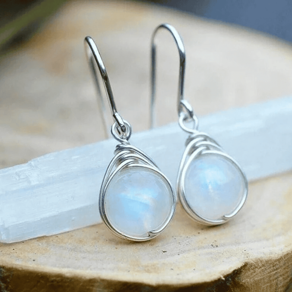 Silver Moonstone Drop Earrings — image 1