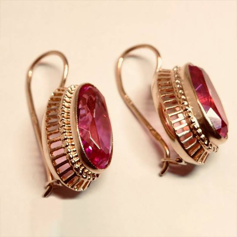 Vintage Pink Crystal Rose Earrings — image 1