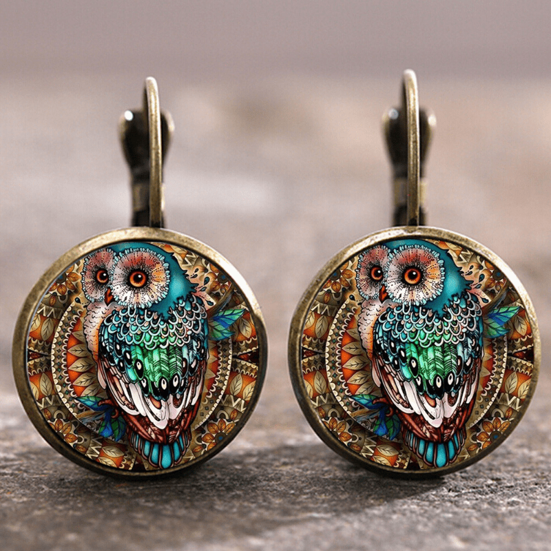 Vintage Crystal Owl Earrings — image 1