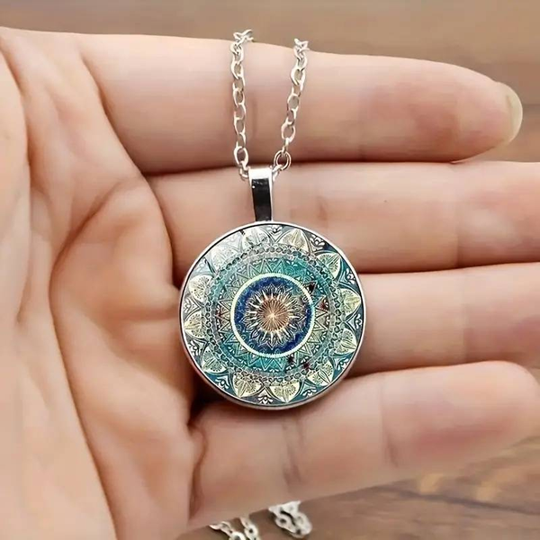 Dazzling Rounded Blue Mandala Necklace — image 1