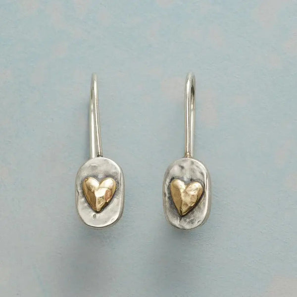 Vintage Gold Inlaid Heart Earrings — image 1