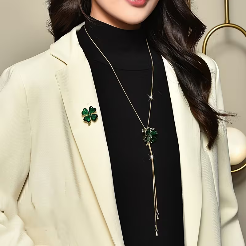 Elegant Clover Emerald Necklace — image 2